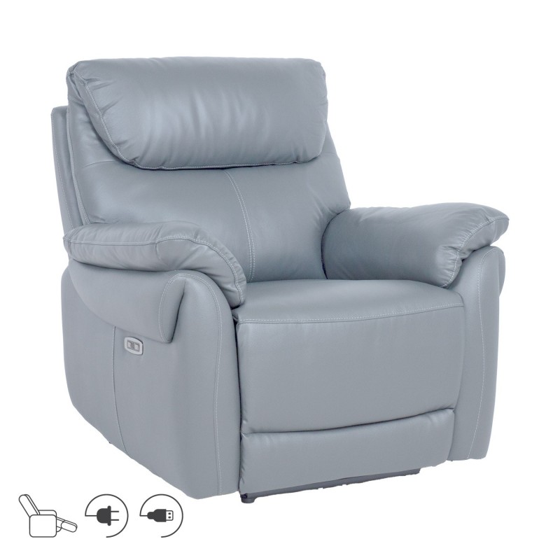 Tugitool BOWEN elektriline recliner 95x86xH102cm, hallikasbeež naturaalne nahk