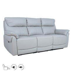 Diivan BOWEN 3-kohaline elektriline recliner 206x86xH102cm, hallikasbeež naturaalne nahk