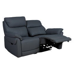 Recliner sofa BOWEN 2-seater with electric mechanism, dark grey genuine leather