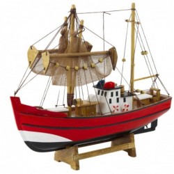 Collectible Decorative Model Fishing Boat Red 30x26cm