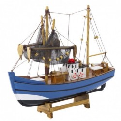 Collectible Decorative Model Fishing Boat Ship Blue 30x26cm