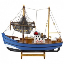 Collectible Decorative Model Fishing Boat Ship Blue 30x26cm