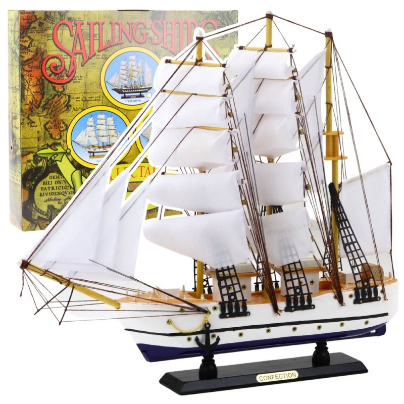Collectible Decorative Model Sailing Ship Frigate White 49x43cm