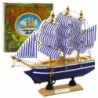 Collectible Model Decorative Sailing Ship White and Blue 16x15cm