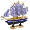 Collectible Model Decorative Sailing Ship White and Blue 16x15cm