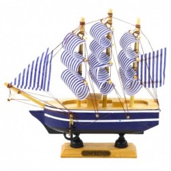 Collectible Model Decorative Sailing Ship White and Blue 16x15cm