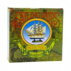 Collectible Model Decorative Sailing Ship White and Blue 16x15cm