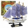 Collectible Model Decorative Sailing Ship White and Blue 18x17cm