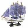 Collectible Model Decorative Sailing Ship White and Blue 18x17cm