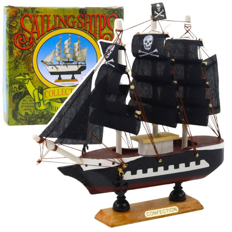 Collectible Model Decorative Pirate Sailing Ship Black 20x20cm