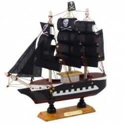 Collectible Model Decorative Pirate Sailing Ship Black 20x20cm
