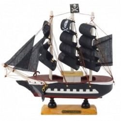 Collectible Model Decorative Pirate Sailing Ship Black 20x20cm