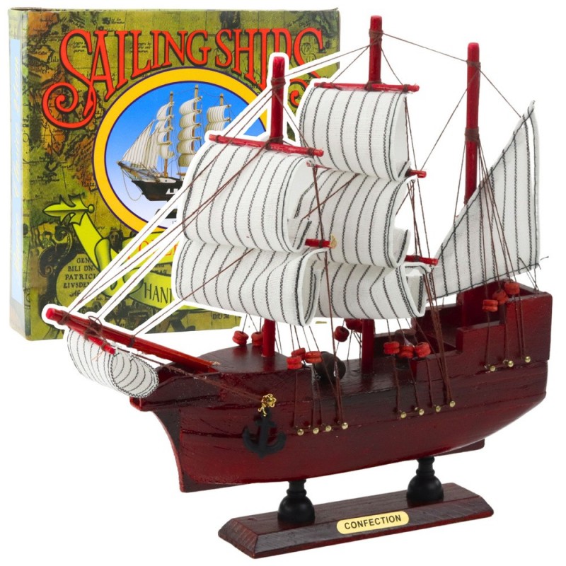 Collectible Decorative Model Sailing Ship Red 24x23cm