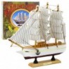 Collectible Model Decorative Three-masted Sailing Ship White 24x23cm