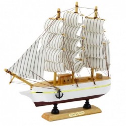Collectible Model Decorative Three-masted Sailing Ship White 24x23cm