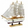 Collectible Model Decorative Three-masted Sailing Ship White 24x23cm