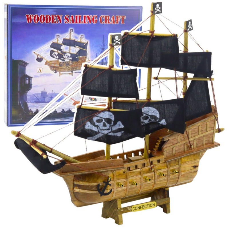 Collectible Model Decorative Pirate Sailing Ship Black 33x29cm