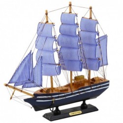 Collectible Model Decorative Sailing Ship White and Blue 33x31cm