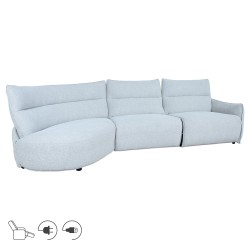 Corner sofa CANNES LC electric recliner, light grey