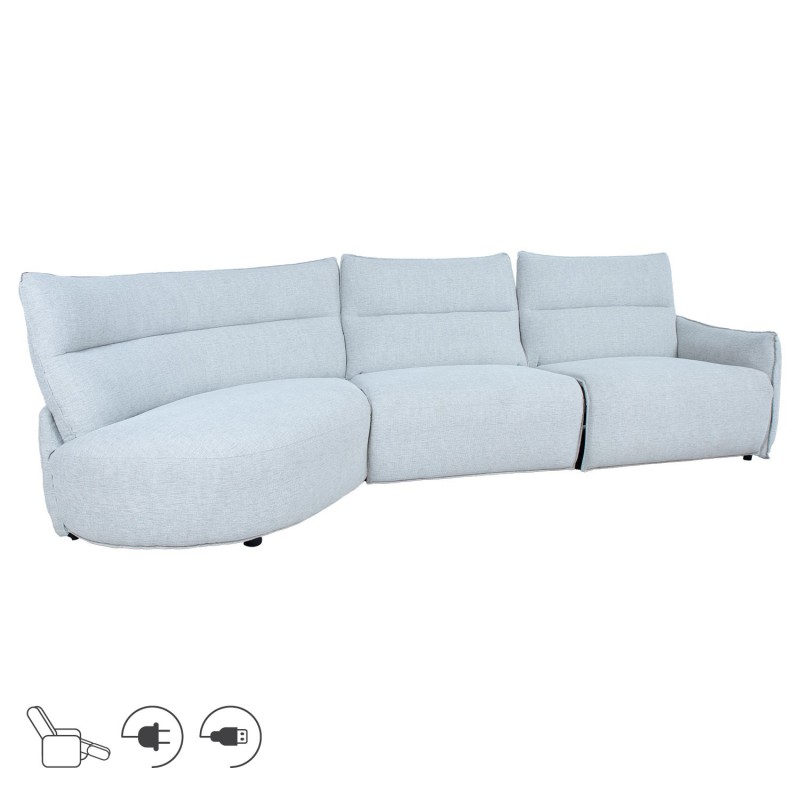 Corner sofa CANNES LC electric recliner, light grey
