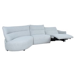 Corner sofa CANNES LC electric recliner, light grey