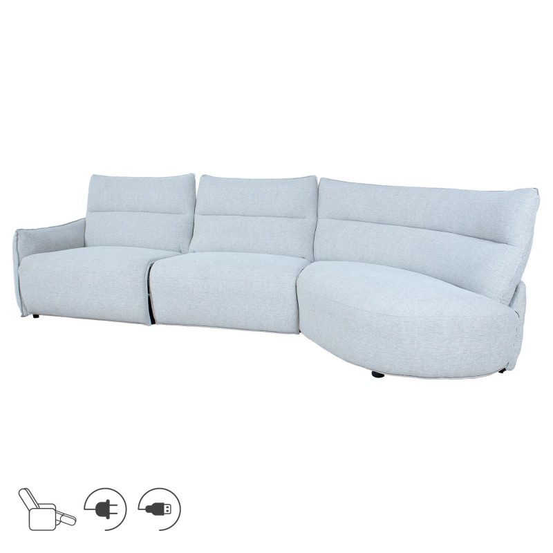 Corner sofa CANNES RC electric recliner, light grey