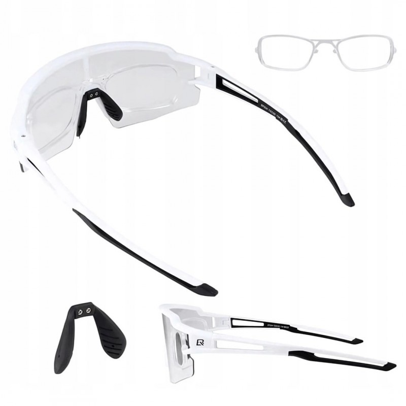 Photochromic cycling glasses with UV protection and corrective insert, Rockbros, white