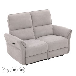 Recliner sofa DAMIKA 2-seater with electric mechanism, grey