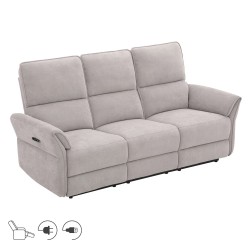 Recliner sofa DAMIKA 3-seater with electric mechanism, grey