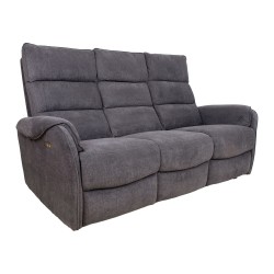 Recliner sofa BOWERS 3-seater with electric mechanism, bluish grey
