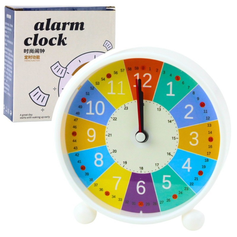 Children's Alarm Clock Educational Quartz Minutes Seconds Colorful 12cm