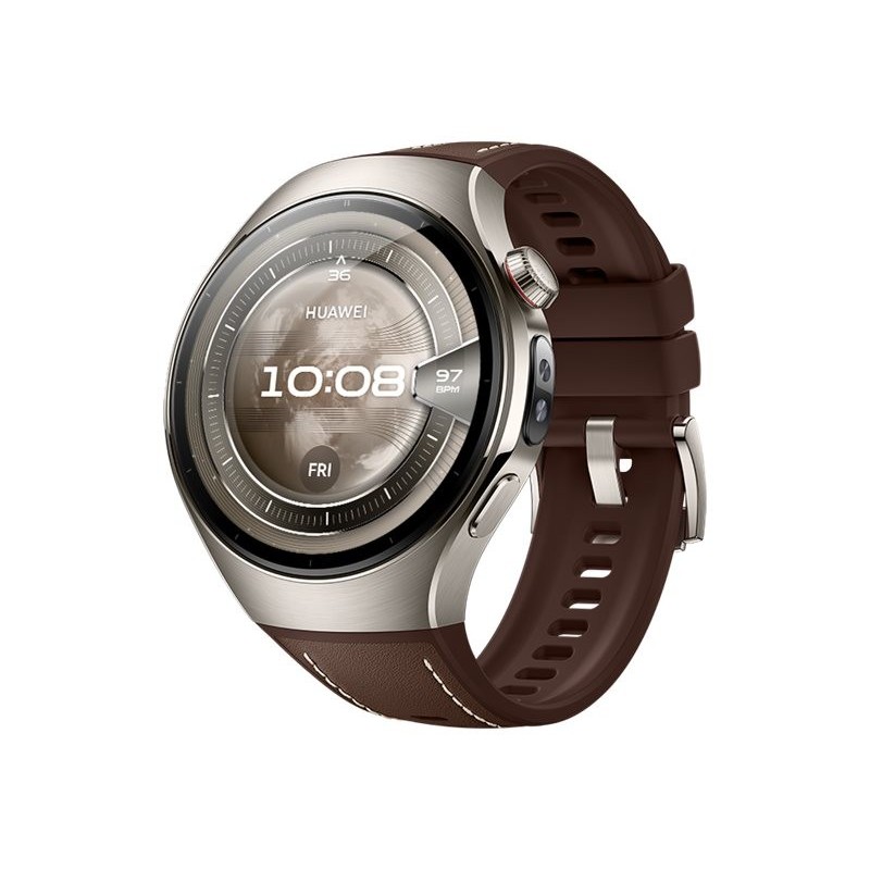 Huawei Watch 5 (46mm), Fluorelastomer Brown classic strap, Metal body, Rates-L29L