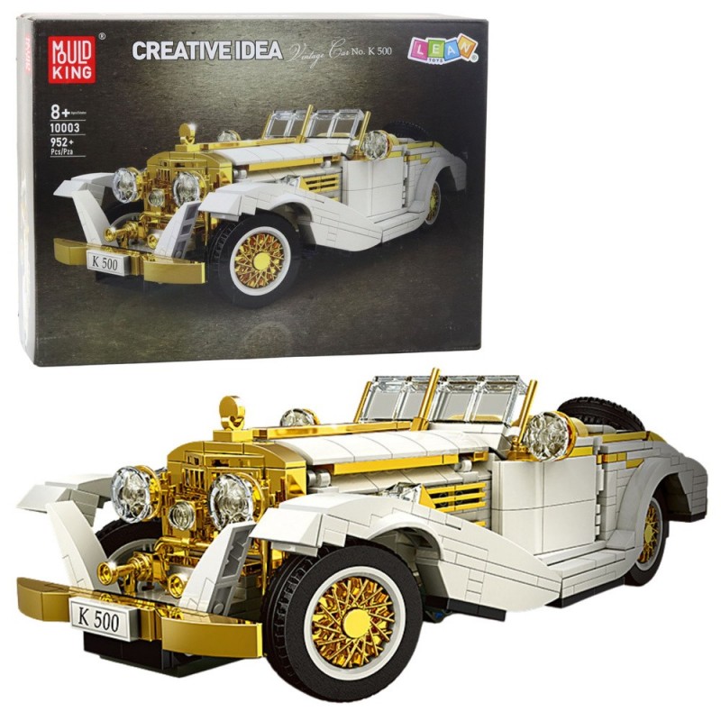 Construction Bricks Vintage Classic Car K500 White and Gold 952 pcs.