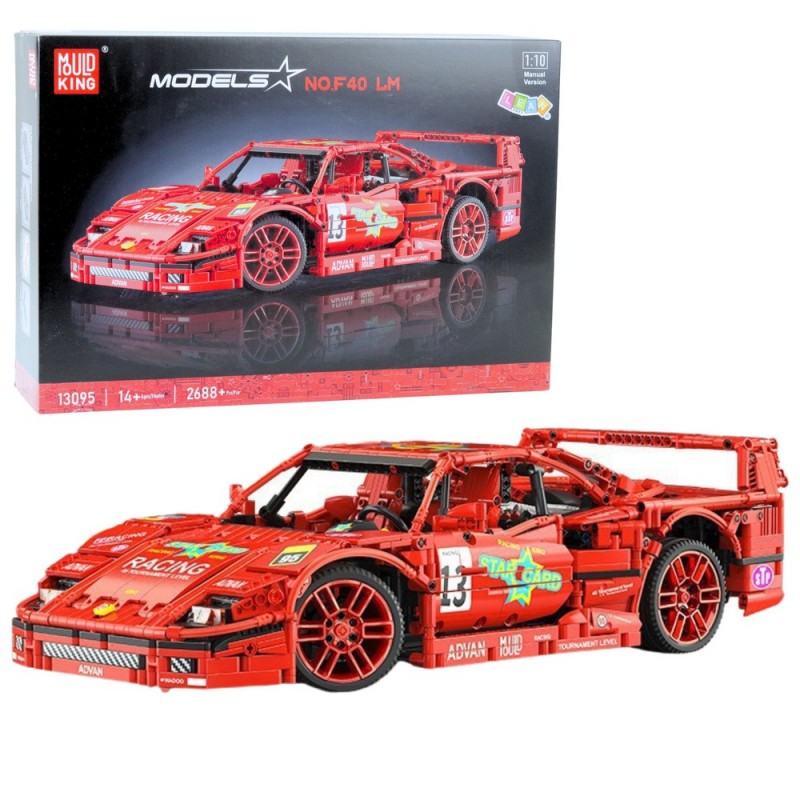 Construction Bricks Sports Car Racing Red 1:10 2688 pcs.