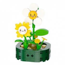 Mini Building Blocks Flowers with Smiley Faces White Yellow 142 pcs.
