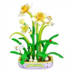 Construction Blocks Flower in Pot Narcissus Yellow and White 623 pcs.