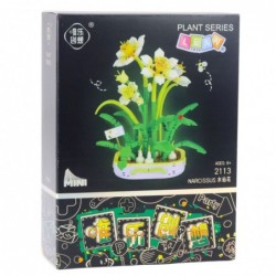 Construction Blocks Flower in Pot Narcissus Yellow and White 623 pcs.