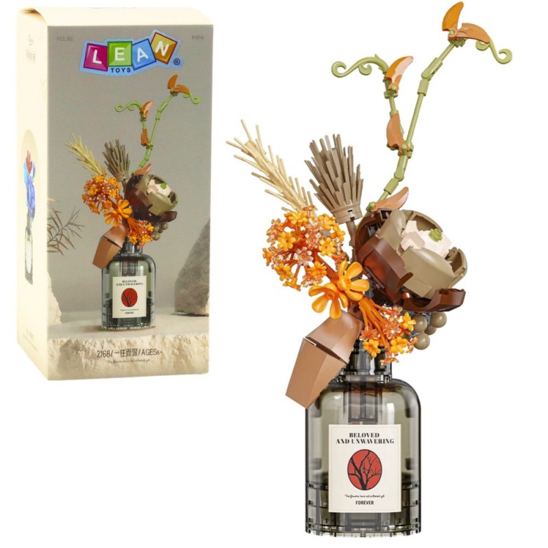 Building Blocks Autumn Bouquet of Flowers in a Vase Beige and Brown 362pcs