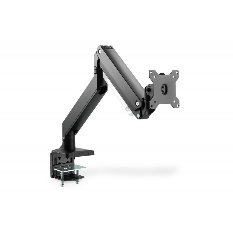 Digitus Desk Mount Universal Single Monitor Mount with Gas Spring and Clamp Mount Adjustable Height, Rotate, Tilt,