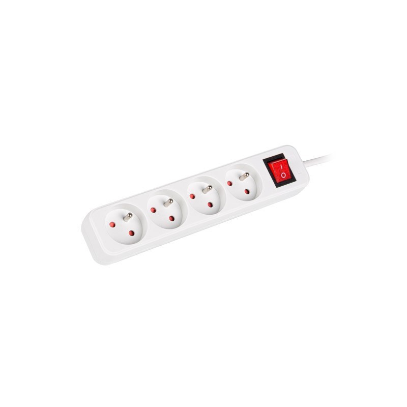 Lanberg Cable Power Strip, 4X French Outlets with Switch, Quality-Grade Copper, 1.5 m PS1-04E-0150-W
