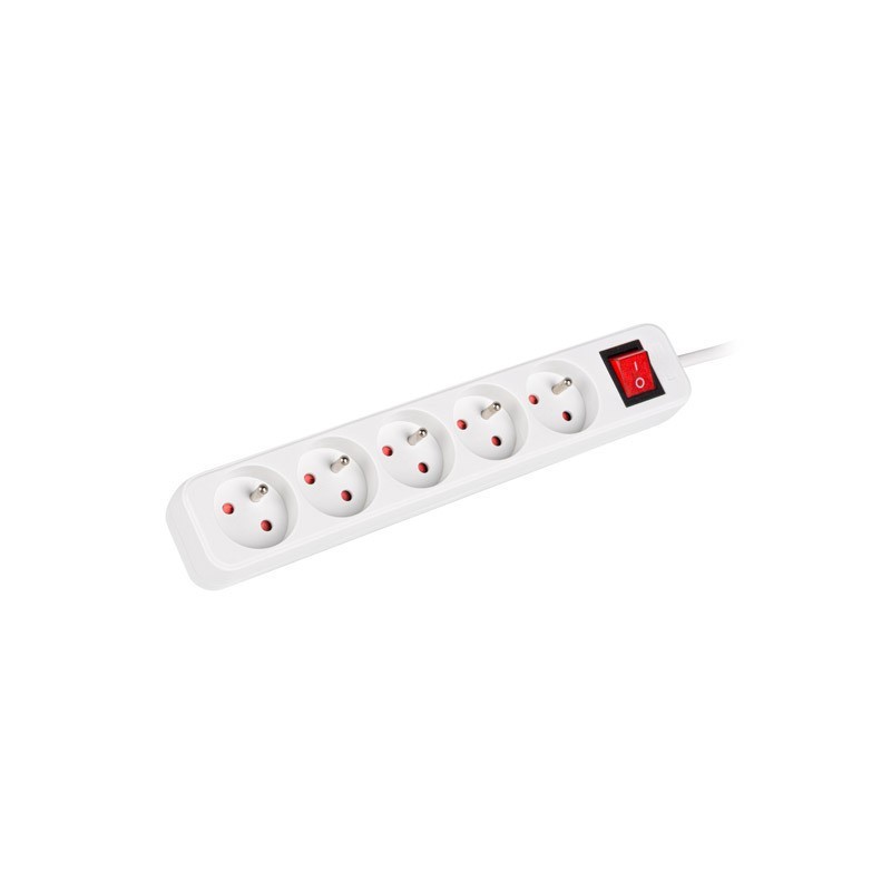Lanberg Cable Power Strip, 5X French Outlets with Switch, Quality-Grade Copper, 3 m PS1-05E-0300-W