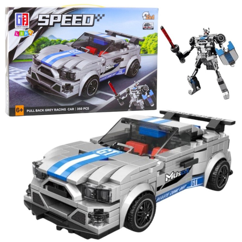 Building Blocks Car Robot 2in1 Blue-Gray Drive 350 pcs.