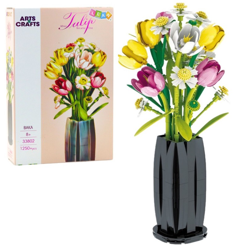 Construction Blocks Bouquet of Tulips in a Vase 1250 pcs.