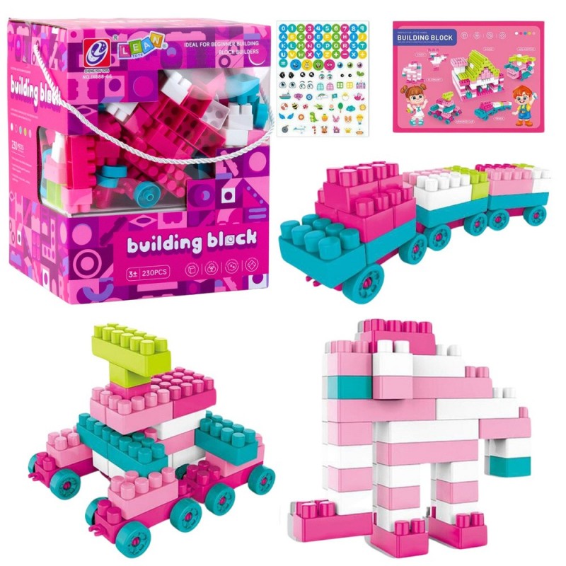 Pastel Pink 3D Construction Blocks 230 pcs.