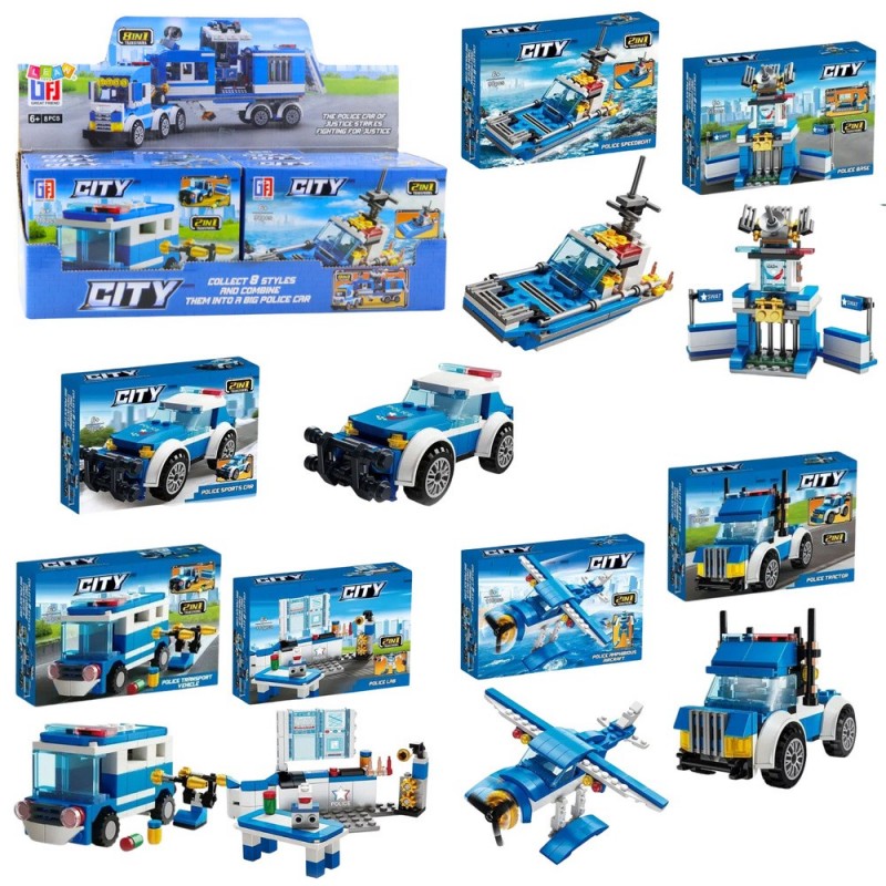 Construction Blocks Police Helicopter Vehicles Buildings 98-118 pcs Mix