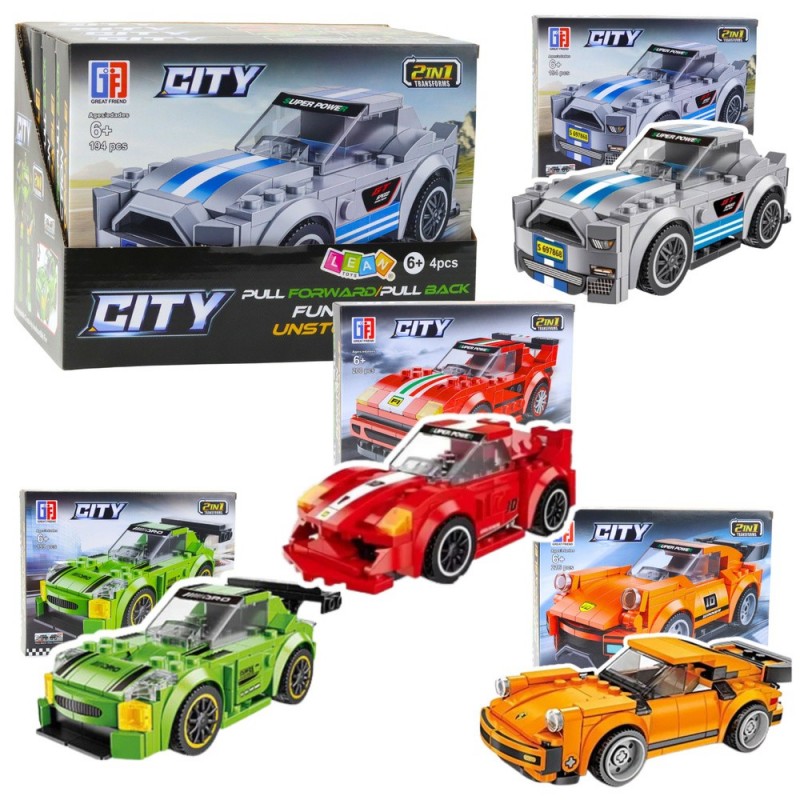 Construction Blocks 2in1 Car Robot Pull-Back Drive 194-216 pcs Mix