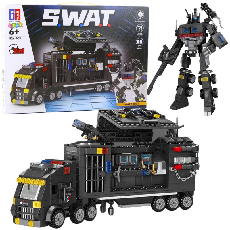 Construction Bricks 8in1 SWAT Vehicle Police Robot 826 pcs.