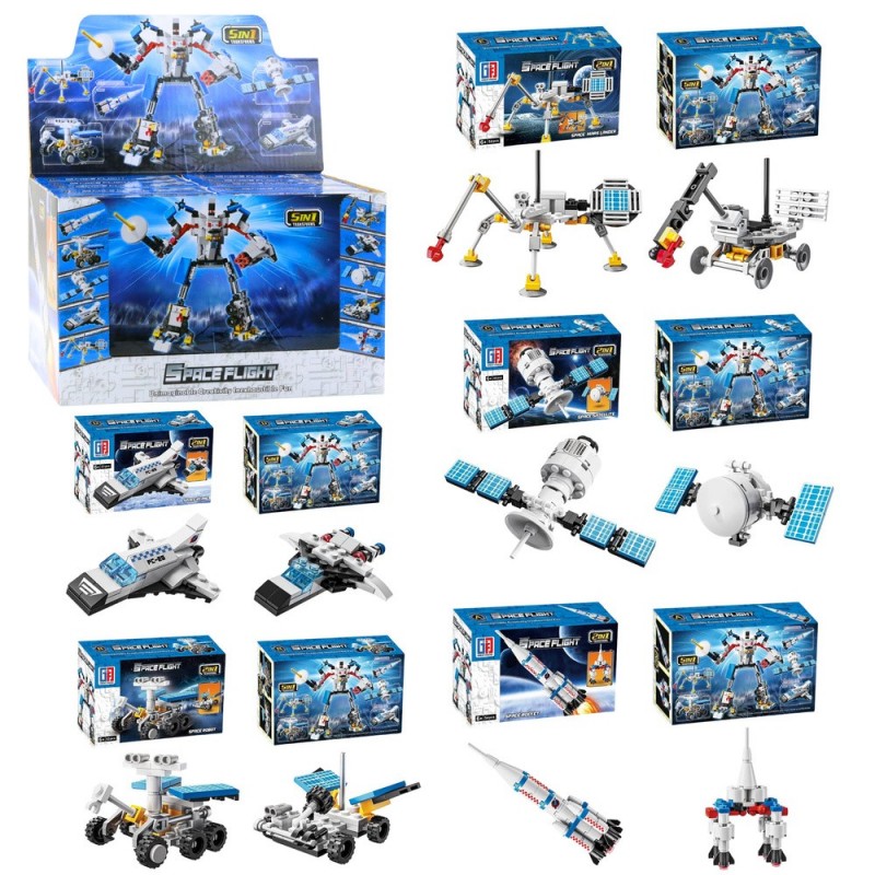 Construction Bricks Space Set Rockets Antennas Robots 2in1 44-54 pcs.