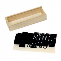 Family Logic Game Domino 32 Wooden Tiles Black