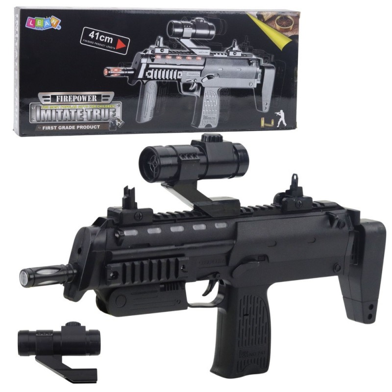 Toy Rifle Weapon Lights Sounds Sight Black 41cm